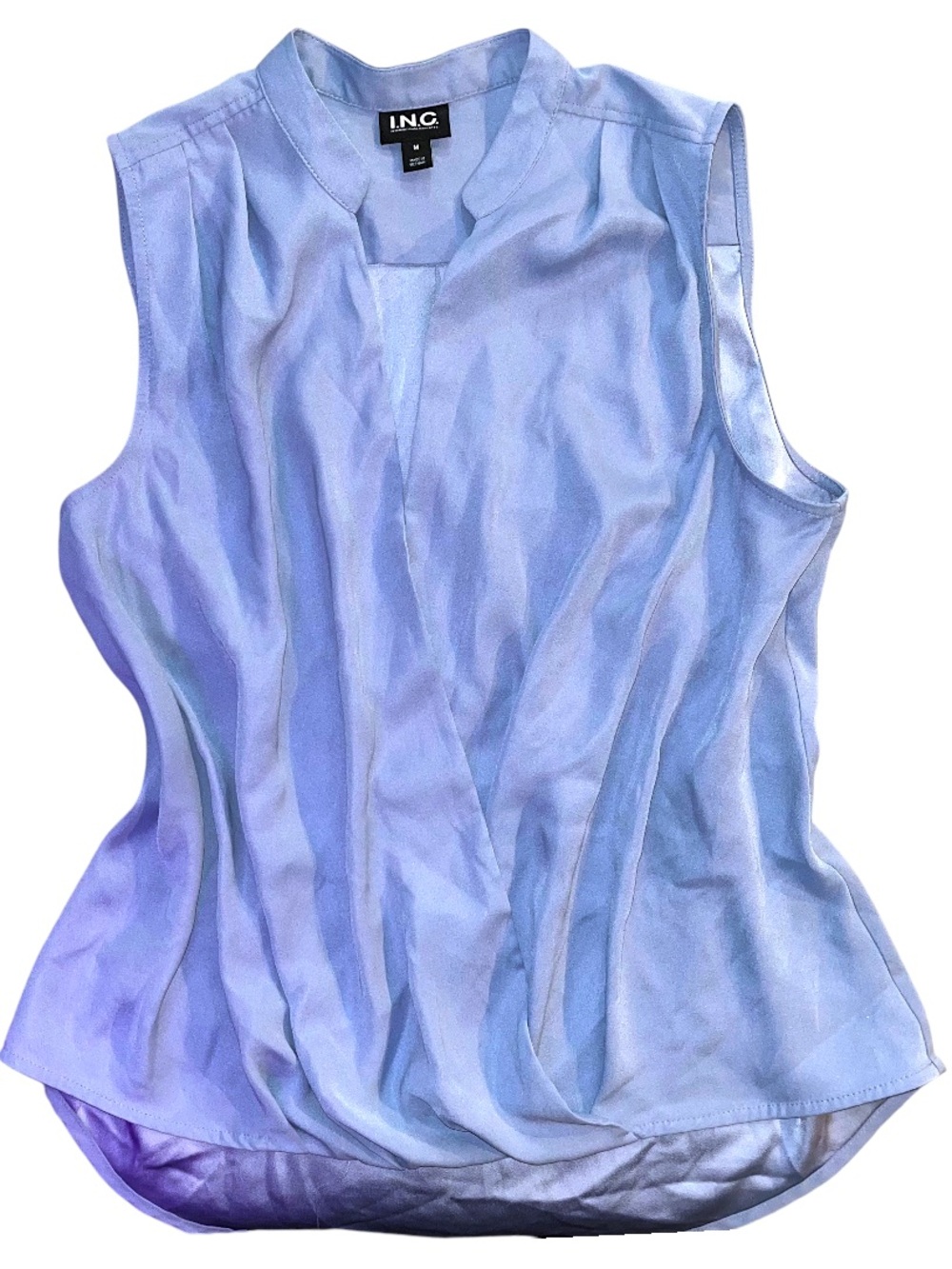 INC International Concepts Light Blue Sleeveless Pleated top | Size M | Blue
